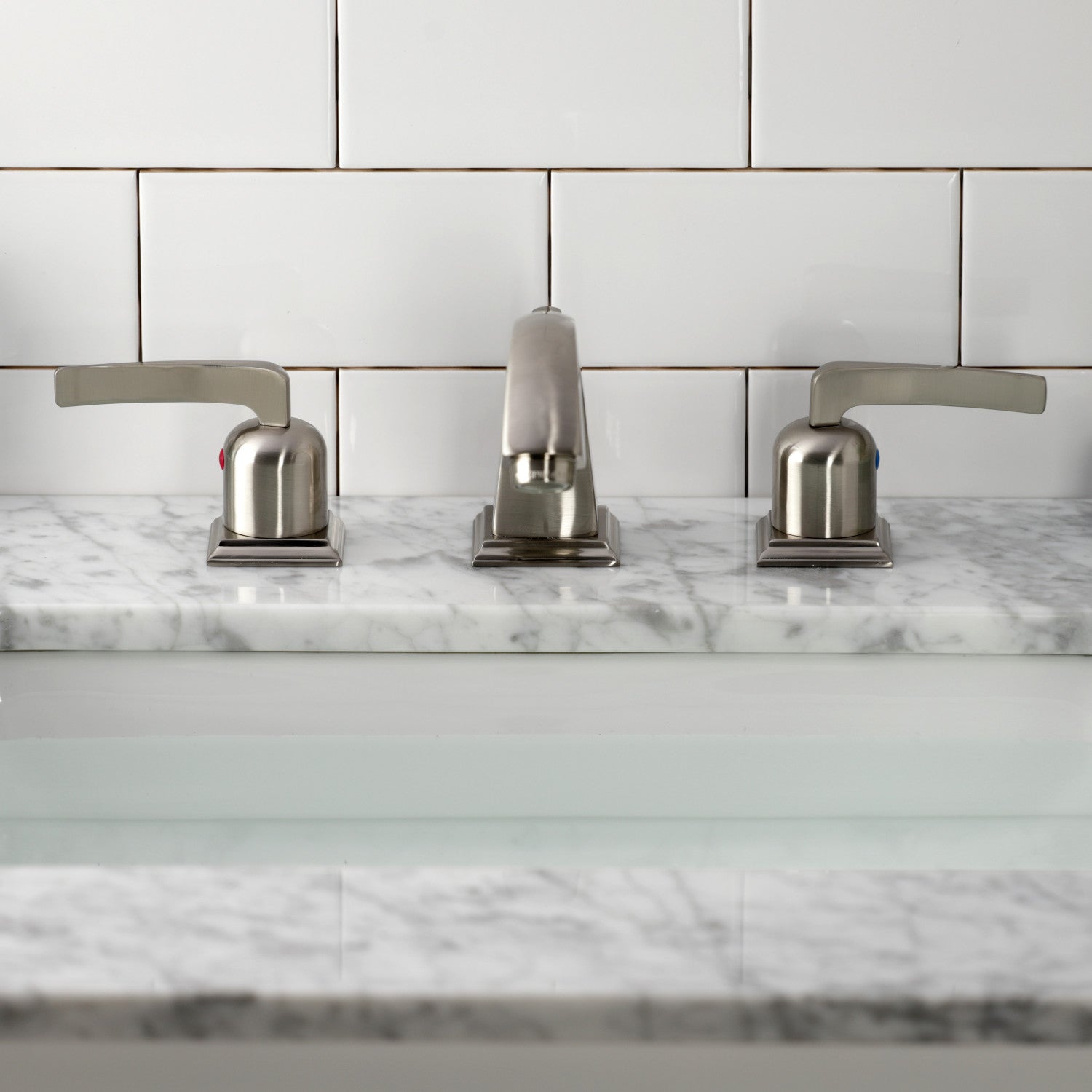 Kingston Tulare FSC4688EFL - Centurion Two-Handle 3-Hole Deck Mount Widespread Bathroom Faucet with Pop-Up Drain, Brushed Nickel — thumbnail 3